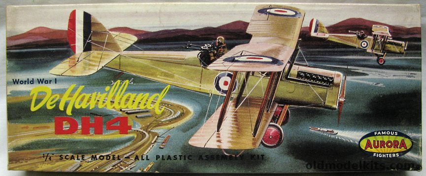 Aurora 1/48 DeHavilland DH-4 (DH4) With Aurora Glue, 112-98 plastic model kit